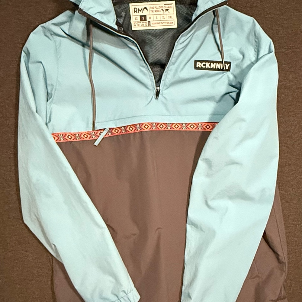 Men's Blue and Brown Windbreaker